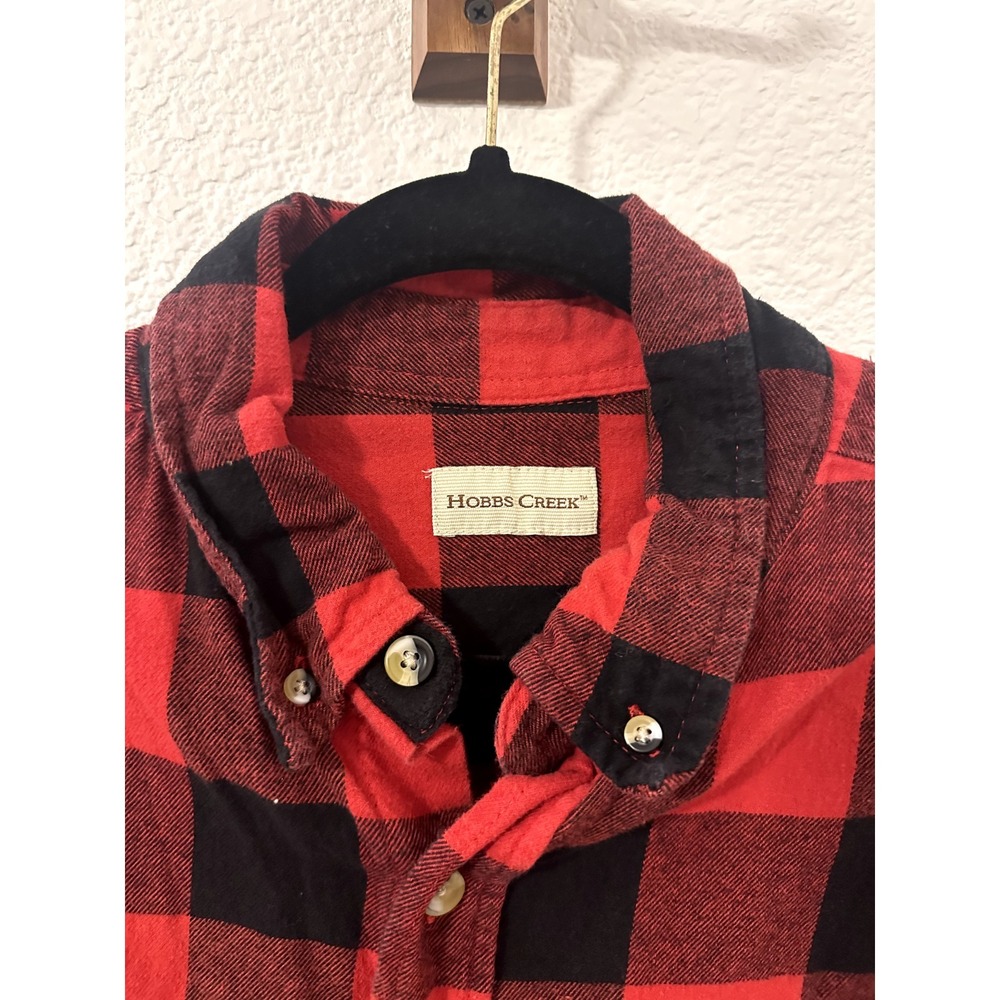 Flannel Red/Black Hobbs Creek Men's Button Up, Size L, Outdoor, Rustic, Western - Picture 2 of 3